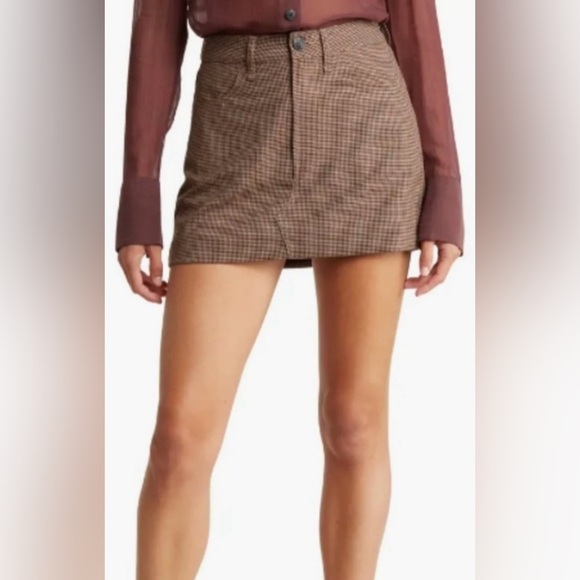 🆕 rag & bone Itty Bitty houndstooth skirt in brown multi size 12